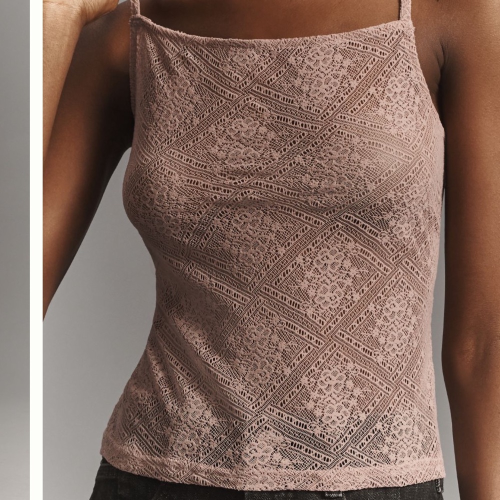 Anthropologie Sheer Lace Cami Mauve Camisole NWT M